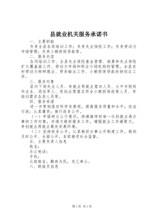 县就业机关服务承诺书