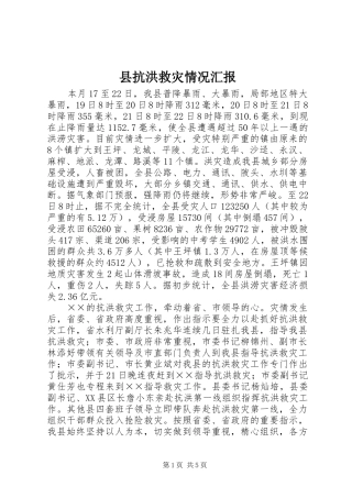 县抗洪救灾情况汇报