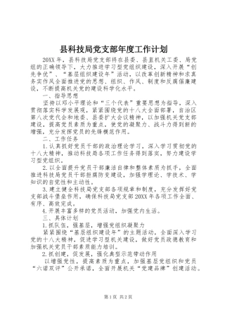 县科技局党支部年度工作计划