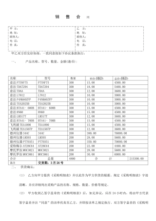 电子元器件销售合同