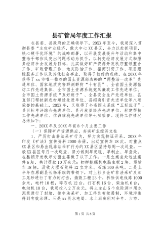 县矿管局年度工作汇报