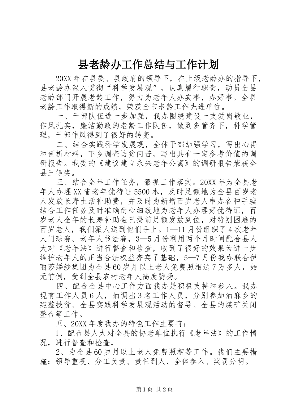 县老龄办工作总结与工作计划_第1页
