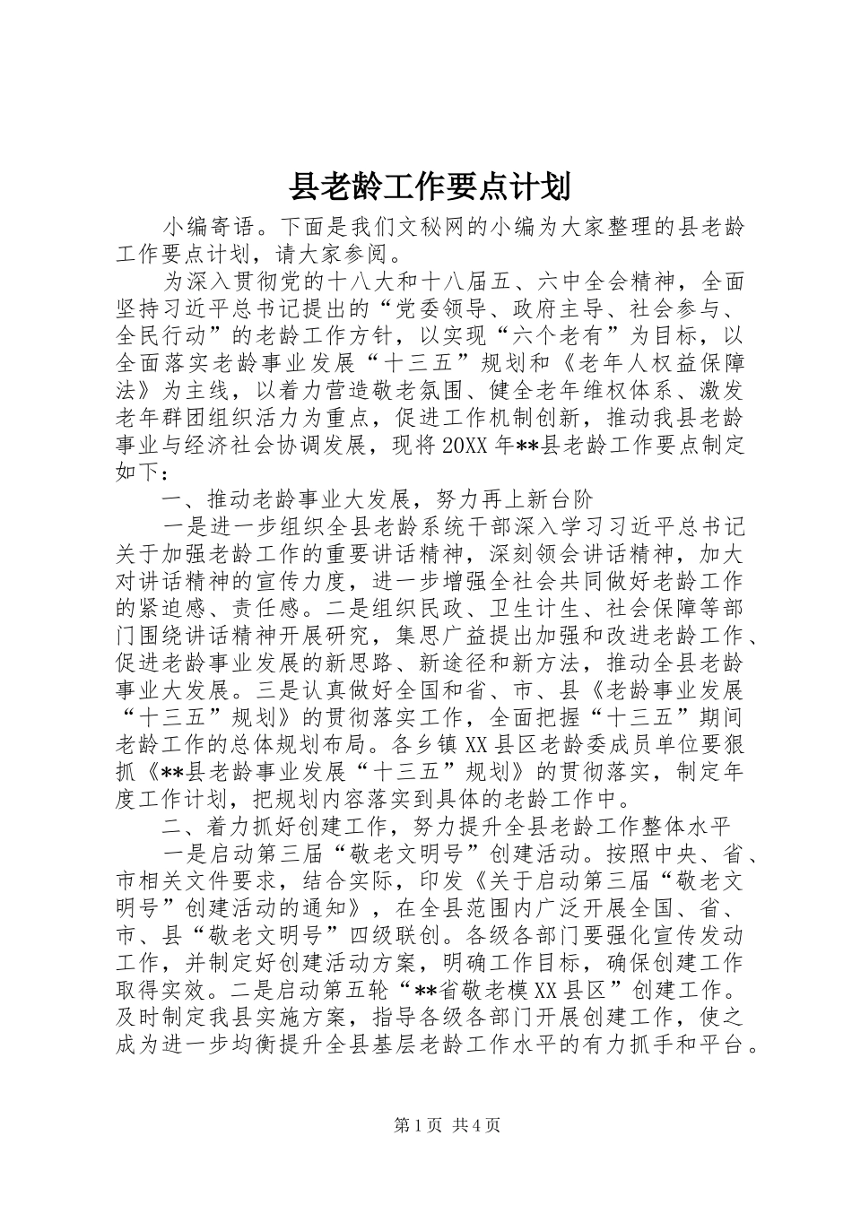 县老龄工作要点计划_第1页
