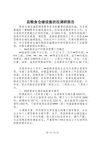 县粮食仓储设施状况调研报告