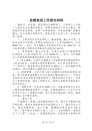 县粮食局工作报告材料