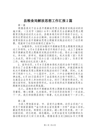 县粮食局解放思想工作汇报篇