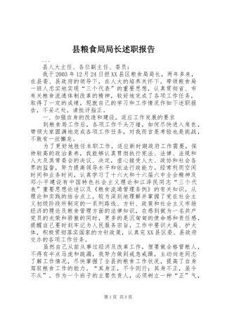 县粮食局局长述职报告