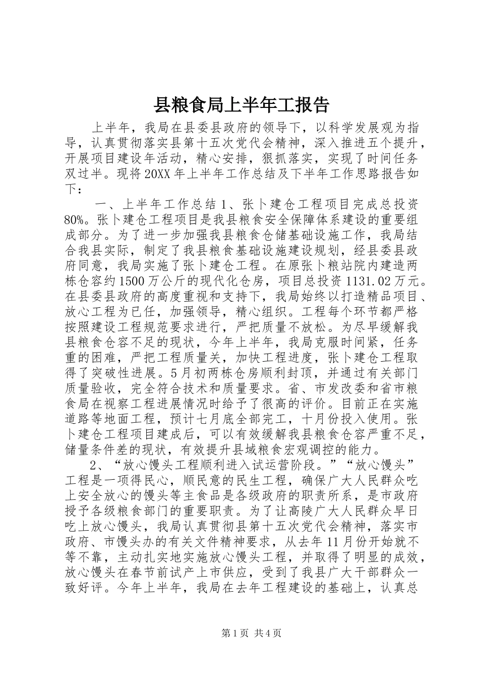 县粮食局上半年工报告_第1页