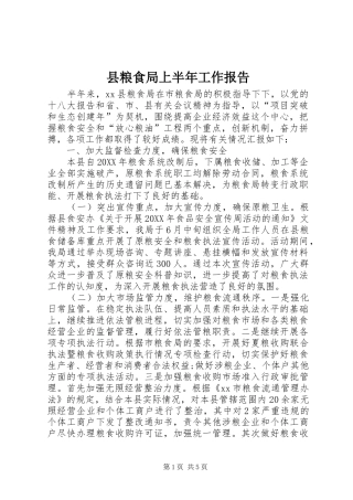 县粮食局上半年工作报告