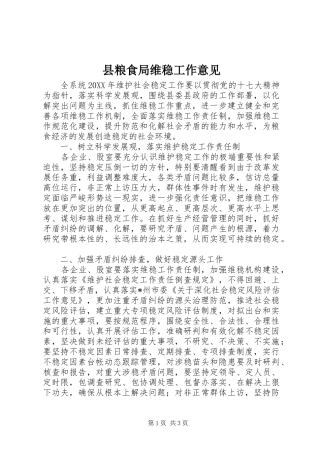 县粮食局维稳工作意见