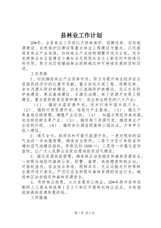县林业工作计划