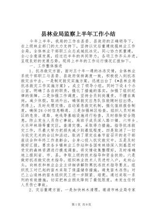 县林业局监察上半年工作小结