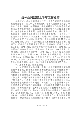 县林业局监察上半年工作总结