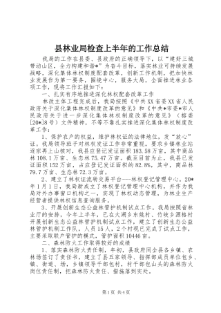 县林业局检查上半年的工作总结