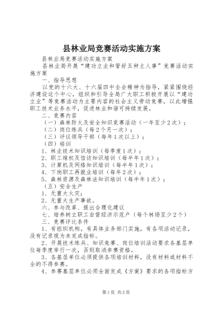县林业局竞赛活动实施方案