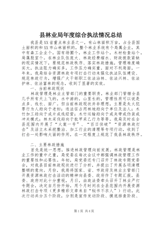 县林业局年度综合执法情况总结