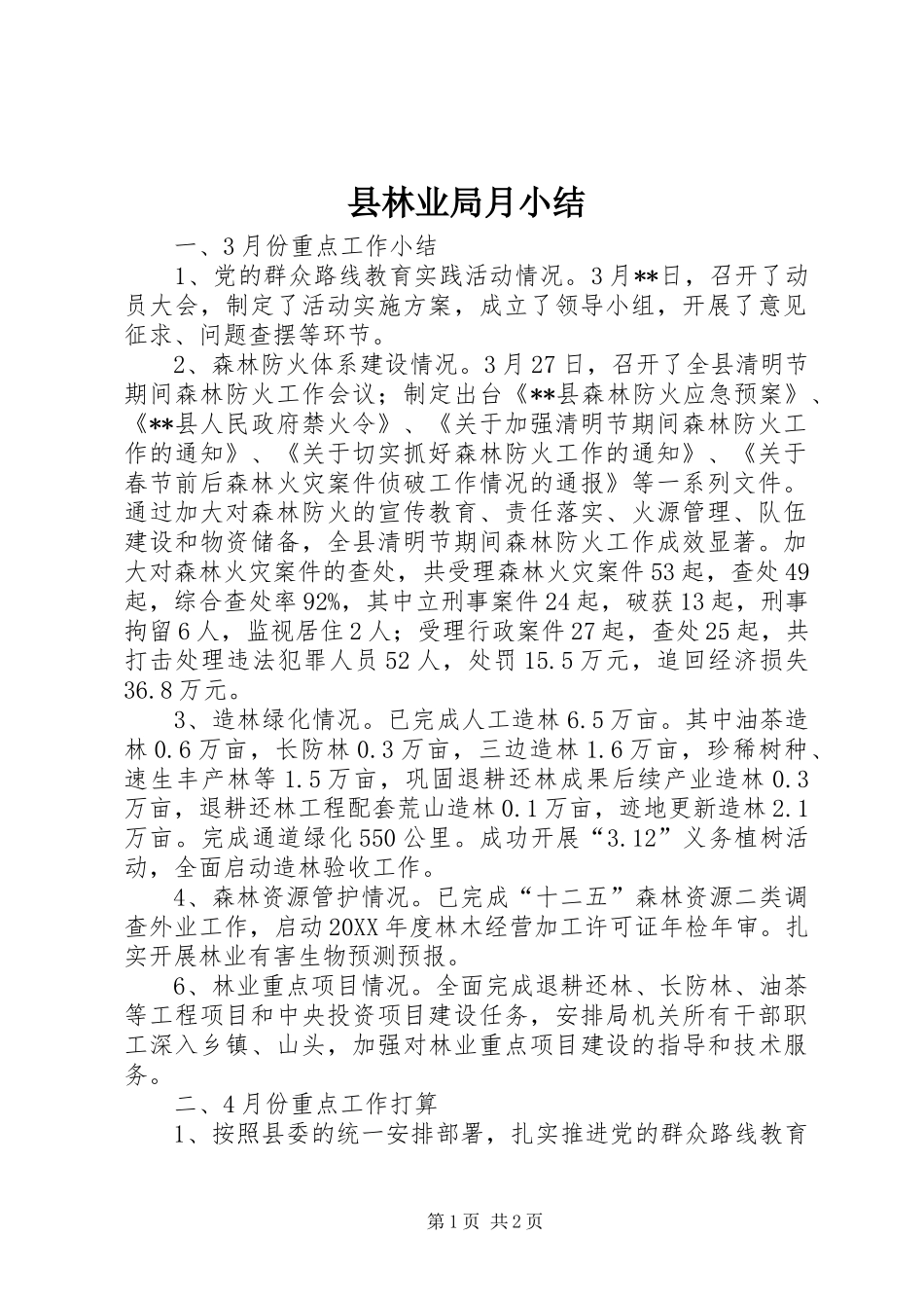 县林业局月小结_第1页