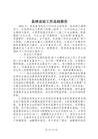 县林业站工作总结报告