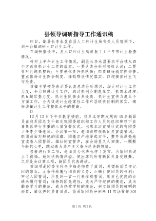 县领导调研指导工作通讯稿