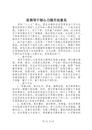 县领导干部心力提升法意见