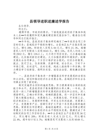 县领导述职述廉述学报告