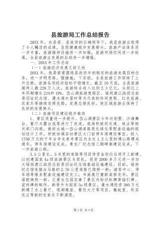 县旅游局工作总结报告