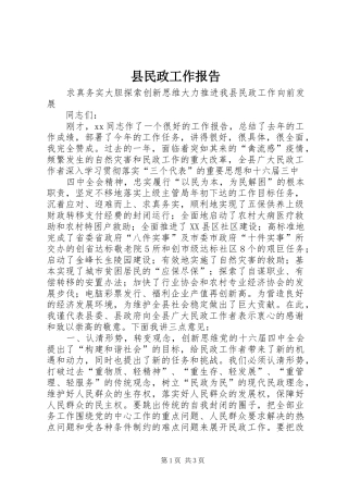 县民政工作报告