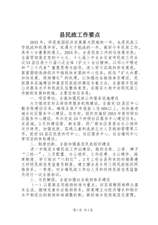 县民政工作要点