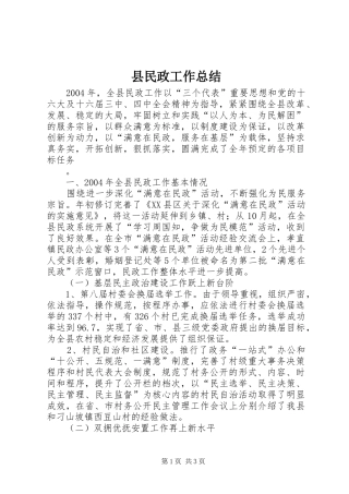 县民政工作总结