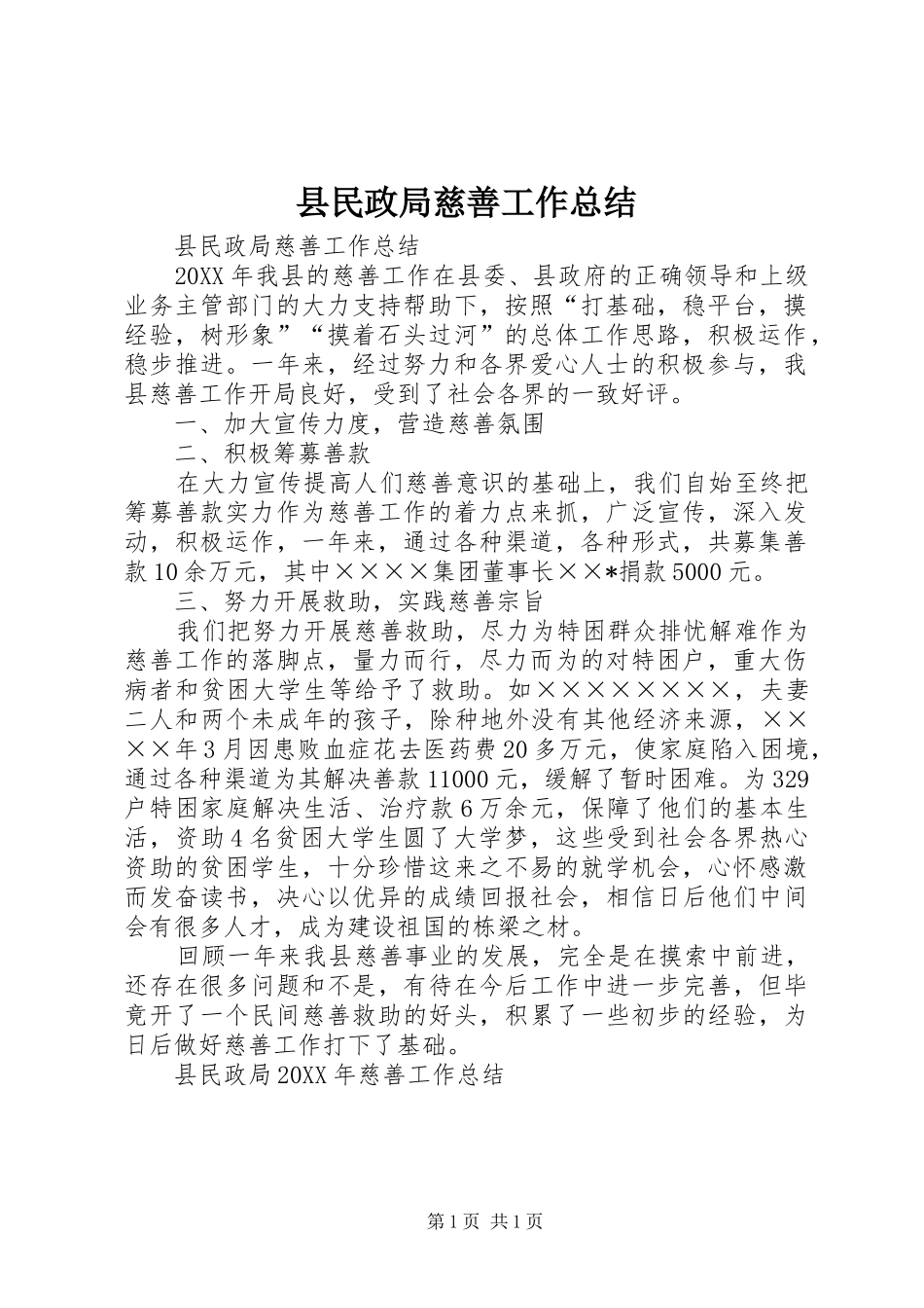 县民政局慈善工作总结_第1页