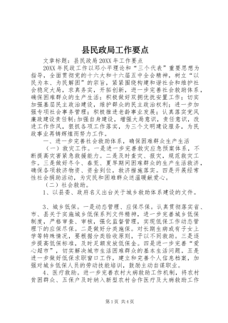 县民政局工作要点