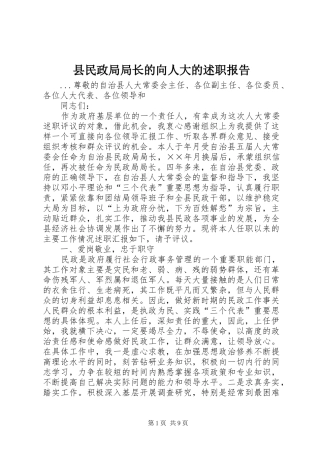 县民政局局长的向人大的述职报告