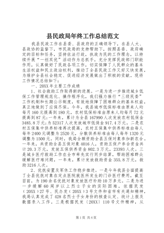 县民政局年终工作总结范文