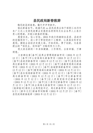 县民政局新春致辞