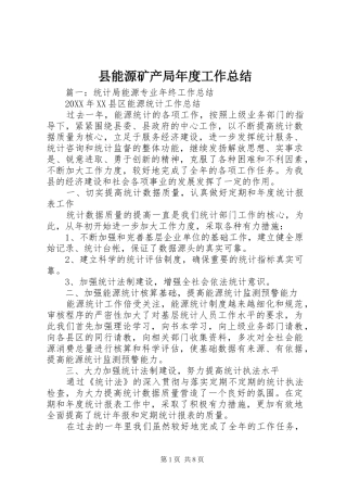 县能源矿产局年度工作总结