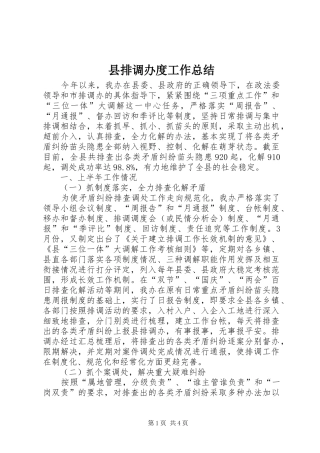 县排调办度工作总结
