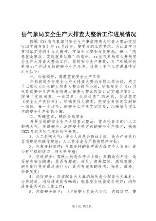 县气象局安全生产大排查大整治工作进展情况