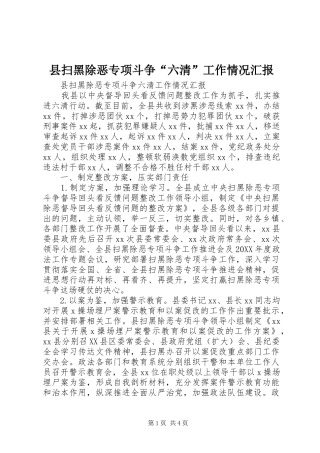 县扫黑除恶专项斗争六清工作情况汇报
