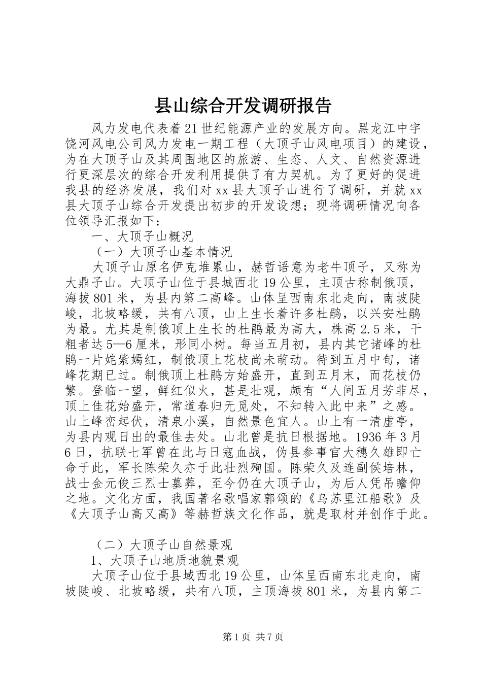 县山综合开发调研报告_第1页