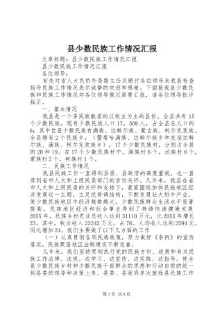 县少数民族工作情况汇报