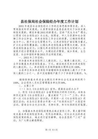 县社保局社会保险经办年度工作计划
