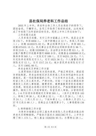 县社保局养老科工作总结
