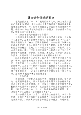 县审计创优活动要点