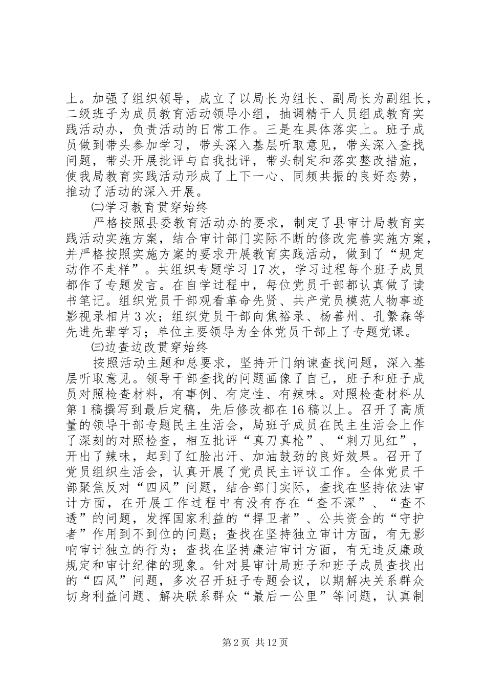 县审计局党的群众路线活动总结_第2页