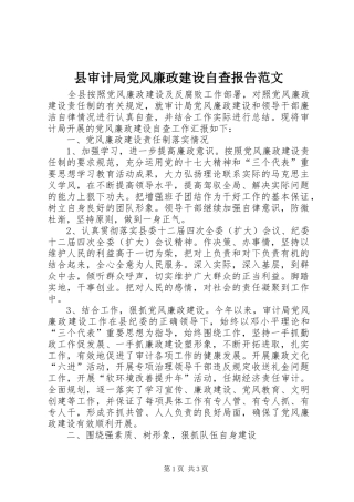 县审计局党风廉政建设自查报告范文