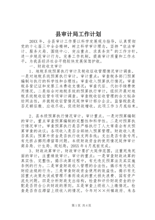 县审计局工作计划