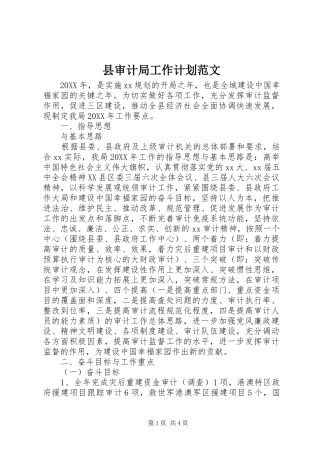 县审计局工作计划范文
