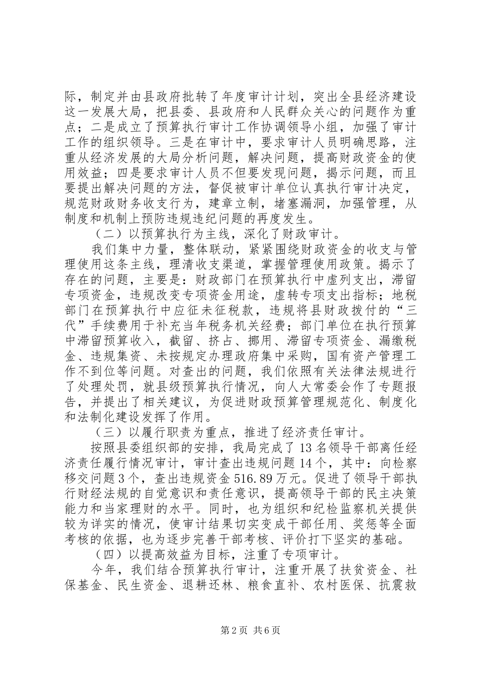 县审计局工作总结及主要工作初步打算_第2页