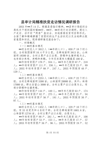 县审计局精准扶贫走访情况调研报告