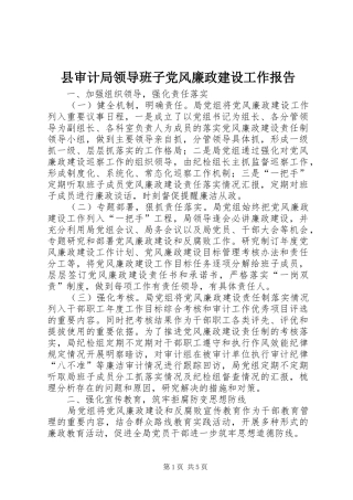 县审计局领导班子党风廉政建设工作报告